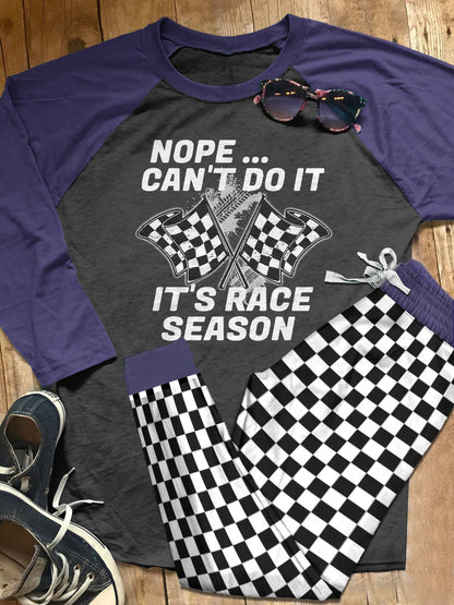 Racing Set It'S Race Season Pajama Set |Sleepwear Pjs Sets | Raglan Shirt Pants Set