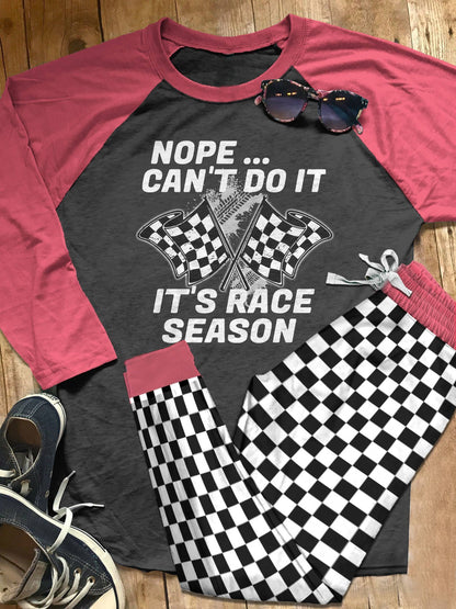 Racing Set It'S Race Season Pajama Set |Sleepwear Pjs Sets | Raglan Shirt Pants Set
