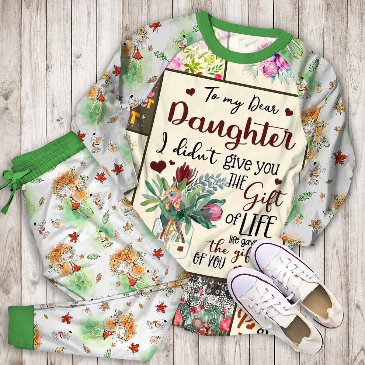 To My Daughter Pajama Set |Sleepwear Pjs Sets | Raglan Shirt Pants Set