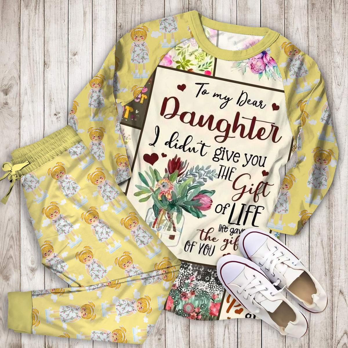 To My Daughter Pajama Set |Sleepwear Pjs Sets | Raglan Shirt Pants Set