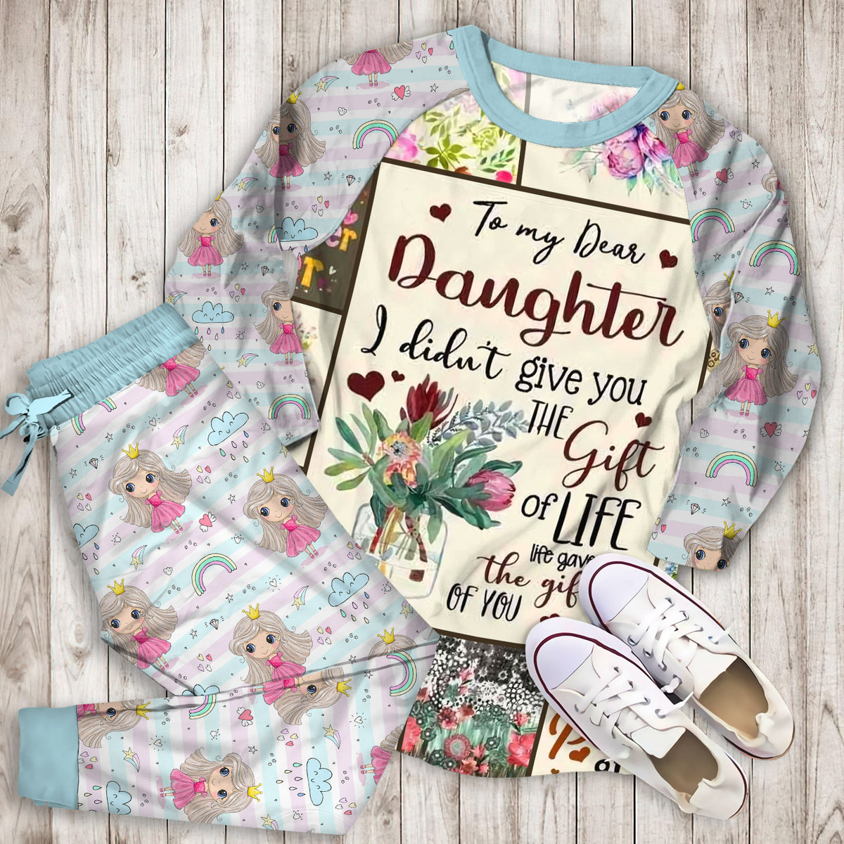 To My Daughter Pajama Set |Sleepwear Pjs Sets | Raglan Shirt Pants Set