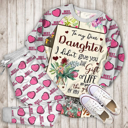 To My Daughter Pajama Set |Sleepwear Pjs Sets | Raglan Shirt Pants Set