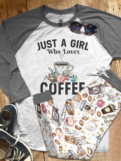 Coffee Grey Nice Pajama Set |Sleepwear Pjs Sets | Raglan Shirt Pants Set