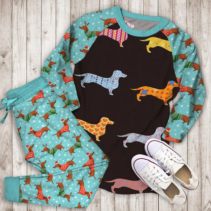 Dachshund Pajama Set | Pajamas | Cotton Sleepwear Sets | Soft Long Sleeve Pjs | Raglan Shirt and Pants Set