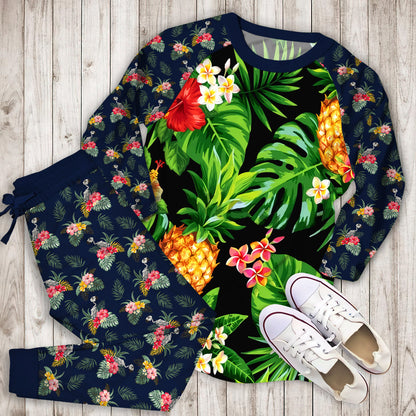 Aloha Hawaii Tropical Pajama Set | Pajamas | Cotton Sleepwear Sets | Soft Long Sleeve Pjs | Raglan Shirt and Pants Set
