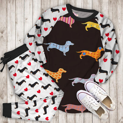 Dachshund Pajama Set | Pajamas | Cotton Sleepwear Sets | Soft Long Sleeve Pjs | Raglan Shirt and Pants Set