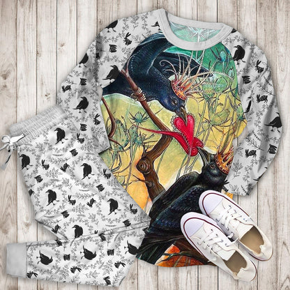 Crow Pajama Set |Sleepwear Pjs Sets | Raglan Shirt Pants Set