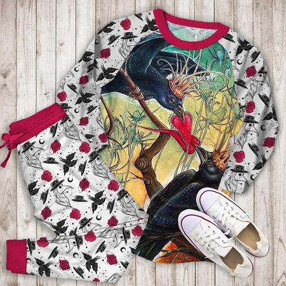 Crow Pajama Set |Sleepwear Pjs Sets | Raglan Shirt Pants Set