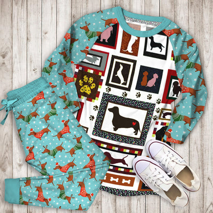 Dachshund Pajama Set | Pajamas | Cotton Sleepwear Sets | Soft Long Sleeve Pjs | Raglan Shirt and Pants Set
