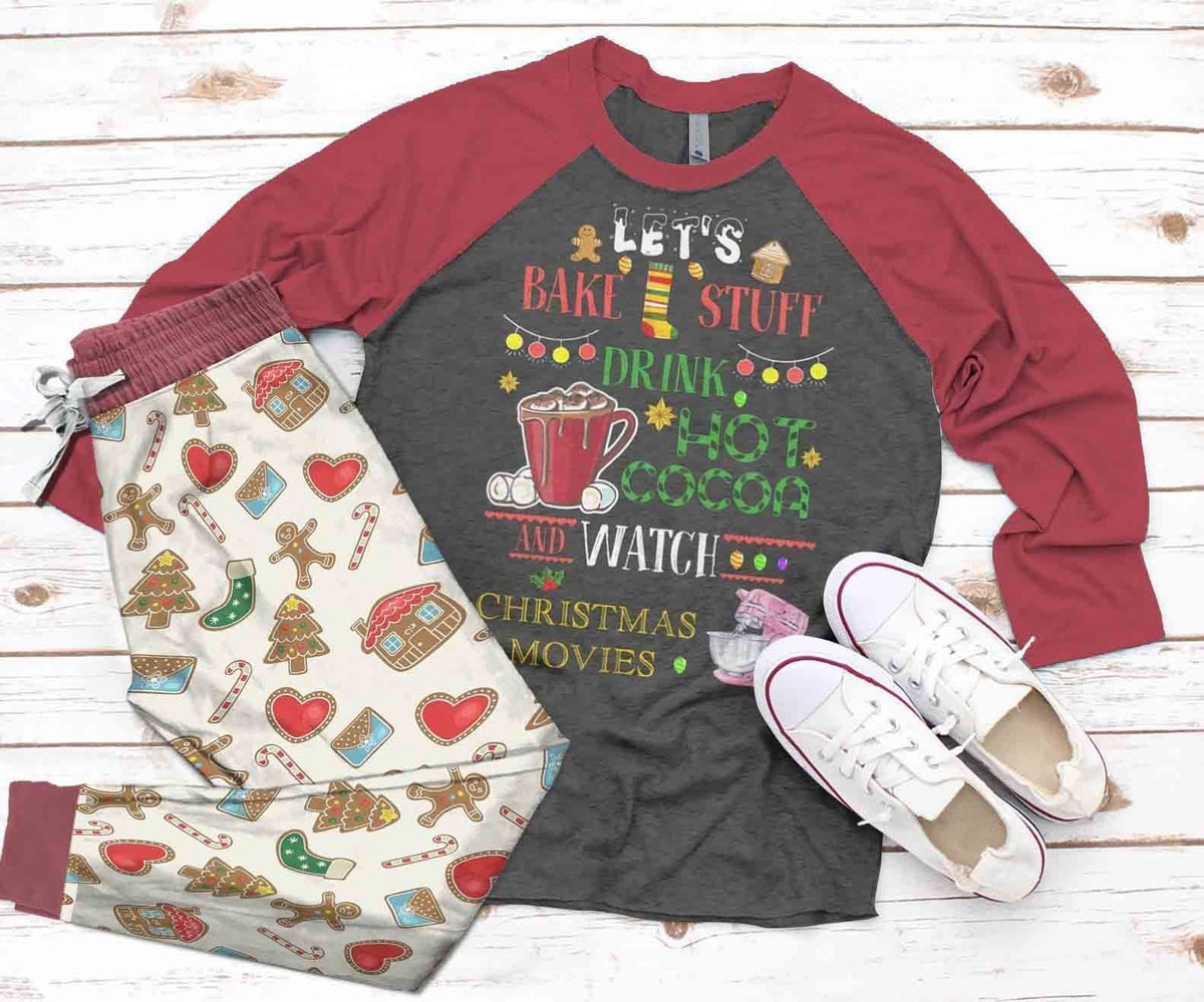 Baking Burgundy Best Pajama Set |Sleepwear Pjs Sets | Raglan Shirt Pants Set