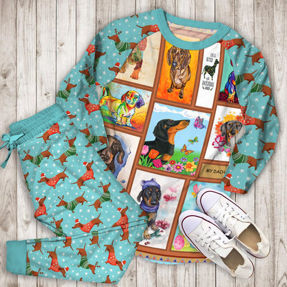 Dachshund Pajama Set |Sleepwear Pjs Sets | Raglan Shirt Pants Set