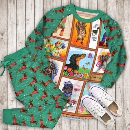 Dachshund Pajama Set |Sleepwear Pjs Sets | Raglan Shirt Pants Set