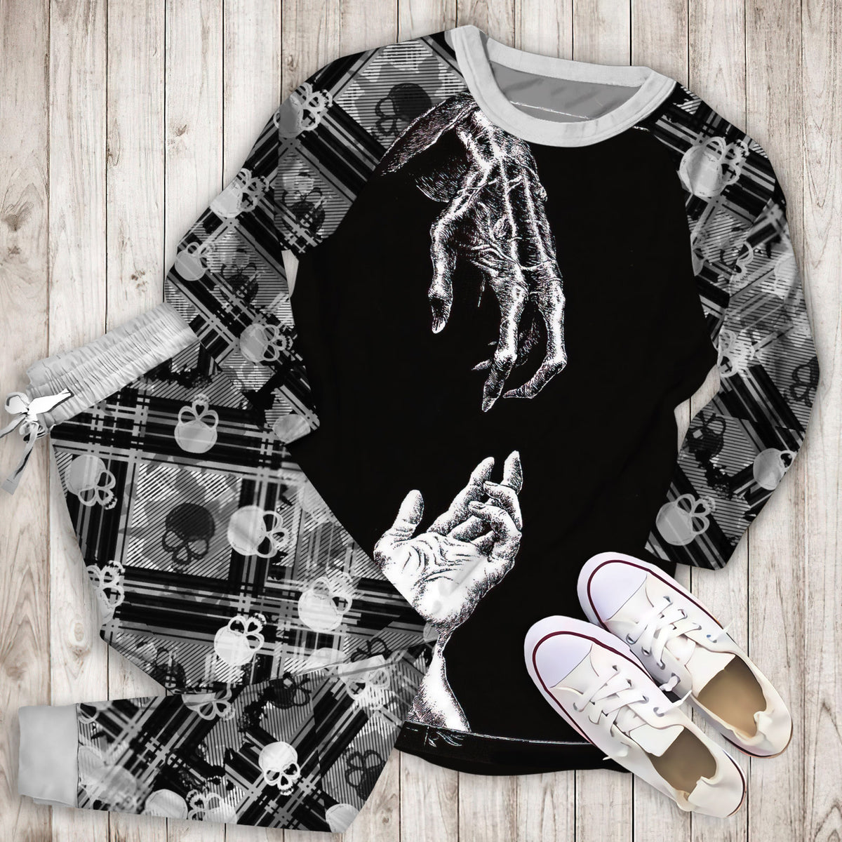 Death Pajama Set | Pajamas | Cotton Sleepwear Sets | Soft Long Sleeve Pjs | Raglan Shirt and Pants Set