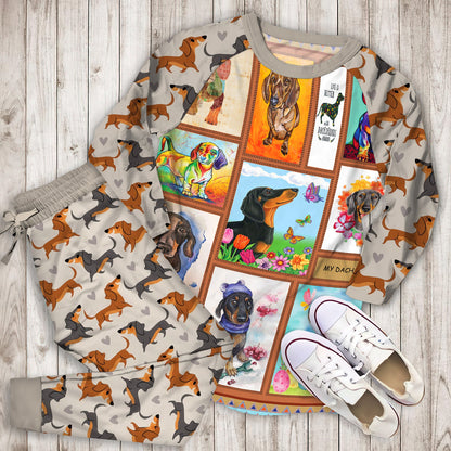Dachshund Pajama Set |Sleepwear Pjs Sets | Raglan Shirt Pants Set