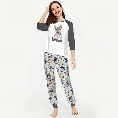 Husky Happy Husky Aav Pajama Set |Sleepwear Pjs Sets | Raglan Shirt Pants Set