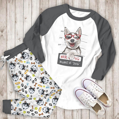 Husky Happy Husky Aav Pajama Set |Sleepwear Pjs Sets | Raglan Shirt Pants Set