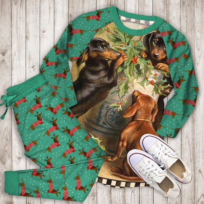 Dachshund Pajama Set | Pajamas | Cotton Sleepwear Sets | Soft Long Sleeve Pjs | Raglan Shirt and Pants Set