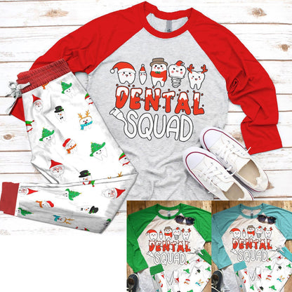 Dentist Set Dental Squad Pajama Set |Sleepwear Pjs Sets | Raglan Shirt Pants Set