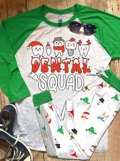 Dentist Set Dental Squad Pajama Set |Sleepwear Pjs Sets | Raglan Shirt Pants Set