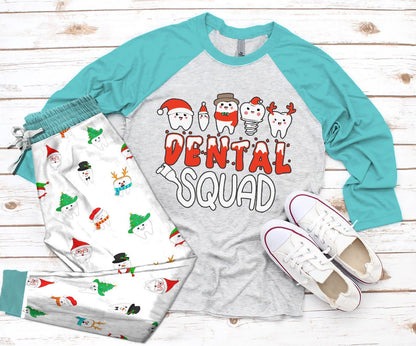 Dentist Set Dental Squad Pajama Set |Sleepwear Pjs Sets | Raglan Shirt Pants Set