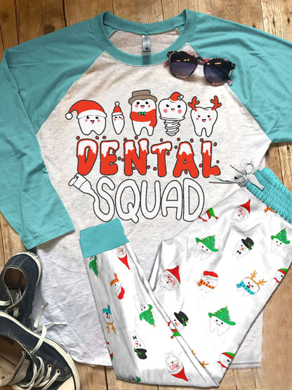 Dentist Set Dental Squad Pajama Set |Sleepwear Pjs Sets | Raglan Shirt Pants Set