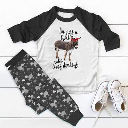 Donkey Set Donkey Pajama Set |Sleepwear Pjs Sets | Raglan Shirt Pants Set