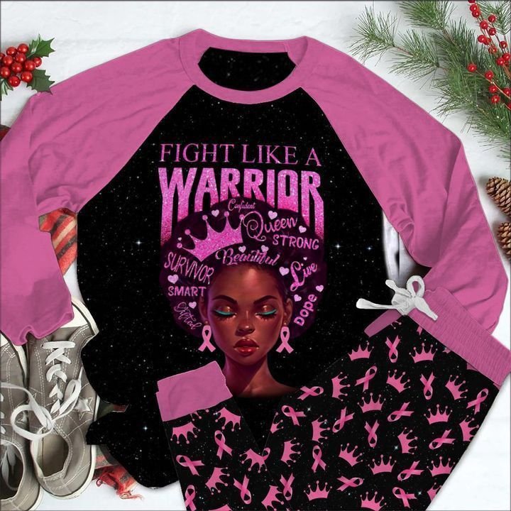 Black Women Warrior Pajama Set |Sleepwear Pjs Sets | Raglan Shirt Pants Set