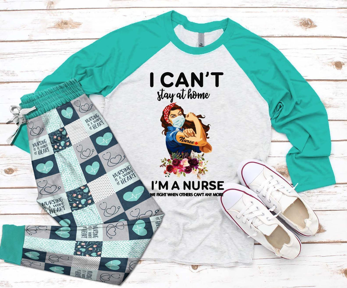 Nurse Set Life I Can'T Stay Home Pajama Set |Sleepwear Pjs Sets | Raglan Shirt Pants Set