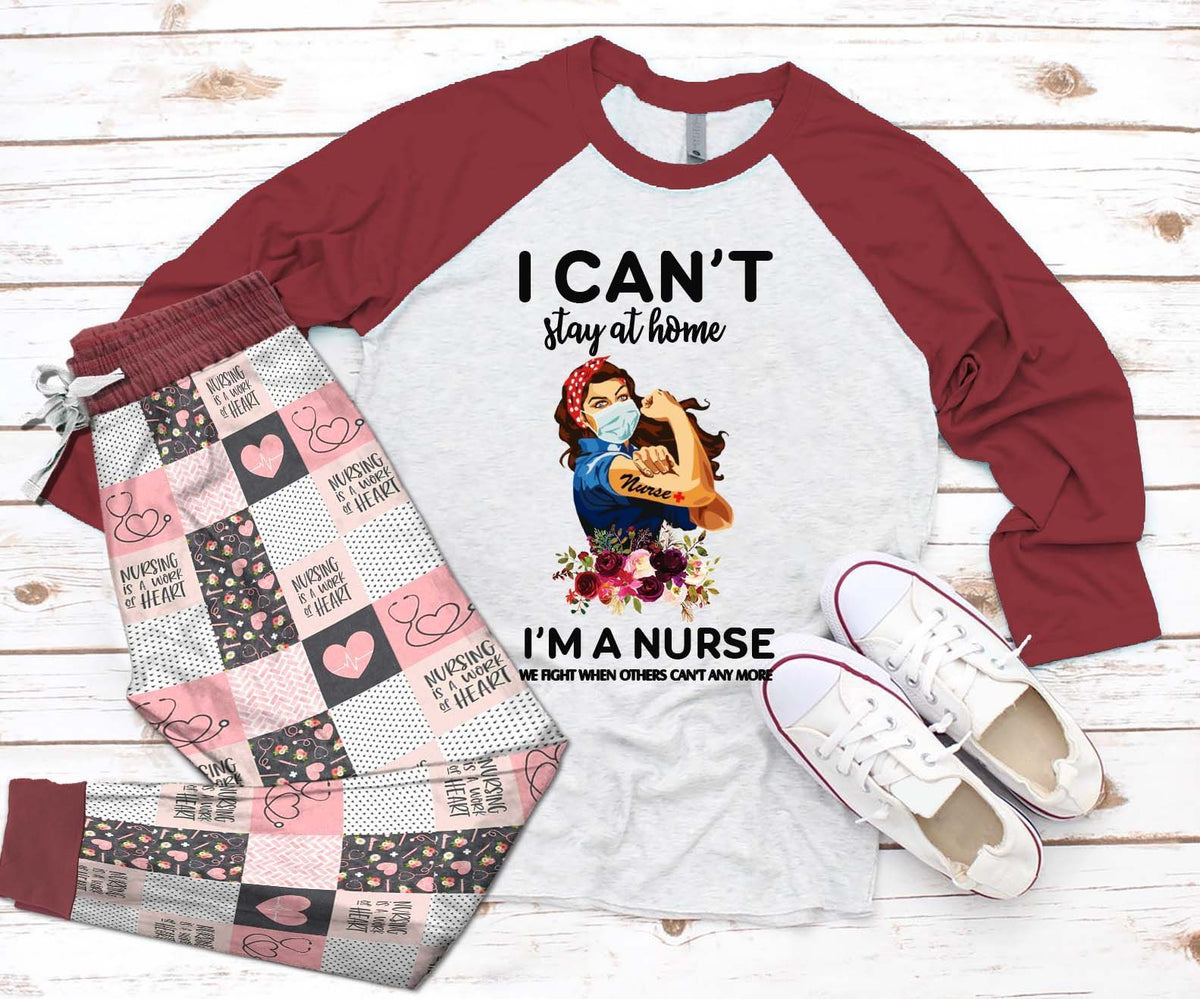 Nurse Set Life I Can'T Stay Home Pajama Set |Sleepwear Pjs Sets | Raglan Shirt Pants Set