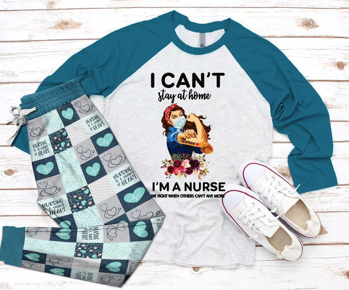 Nurse Set Life I Can'T Stay Home Pajama Set |Sleepwear Pjs Sets | Raglan Shirt Pants Set