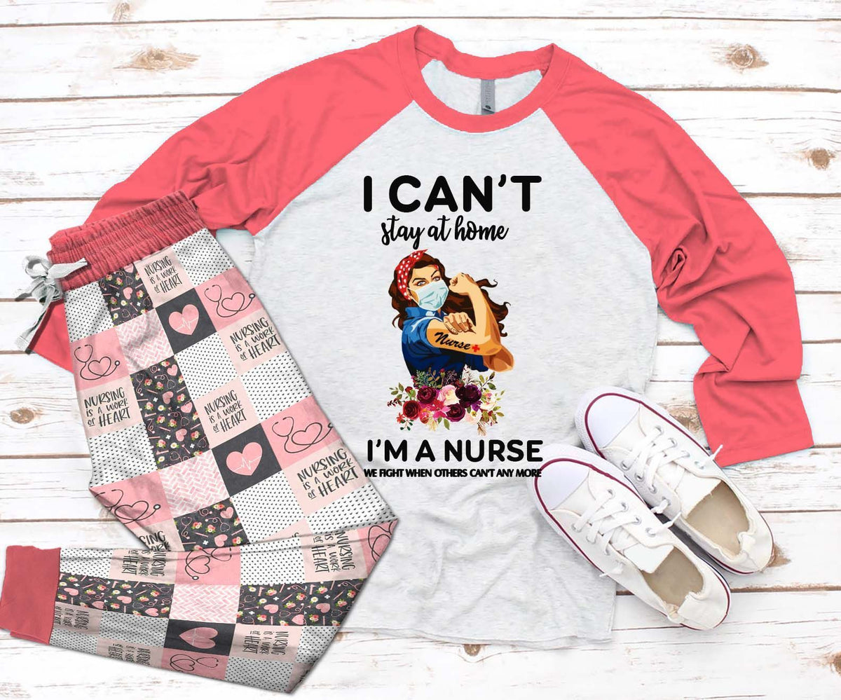 Nurse Set Life I Can'T Stay Home Pajama Set |Sleepwear Pjs Sets | Raglan Shirt Pants Set