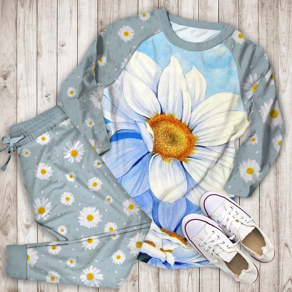 Daisy Pajama Set |Sleepwear Pjs Sets | Raglan Shirt Pants Set