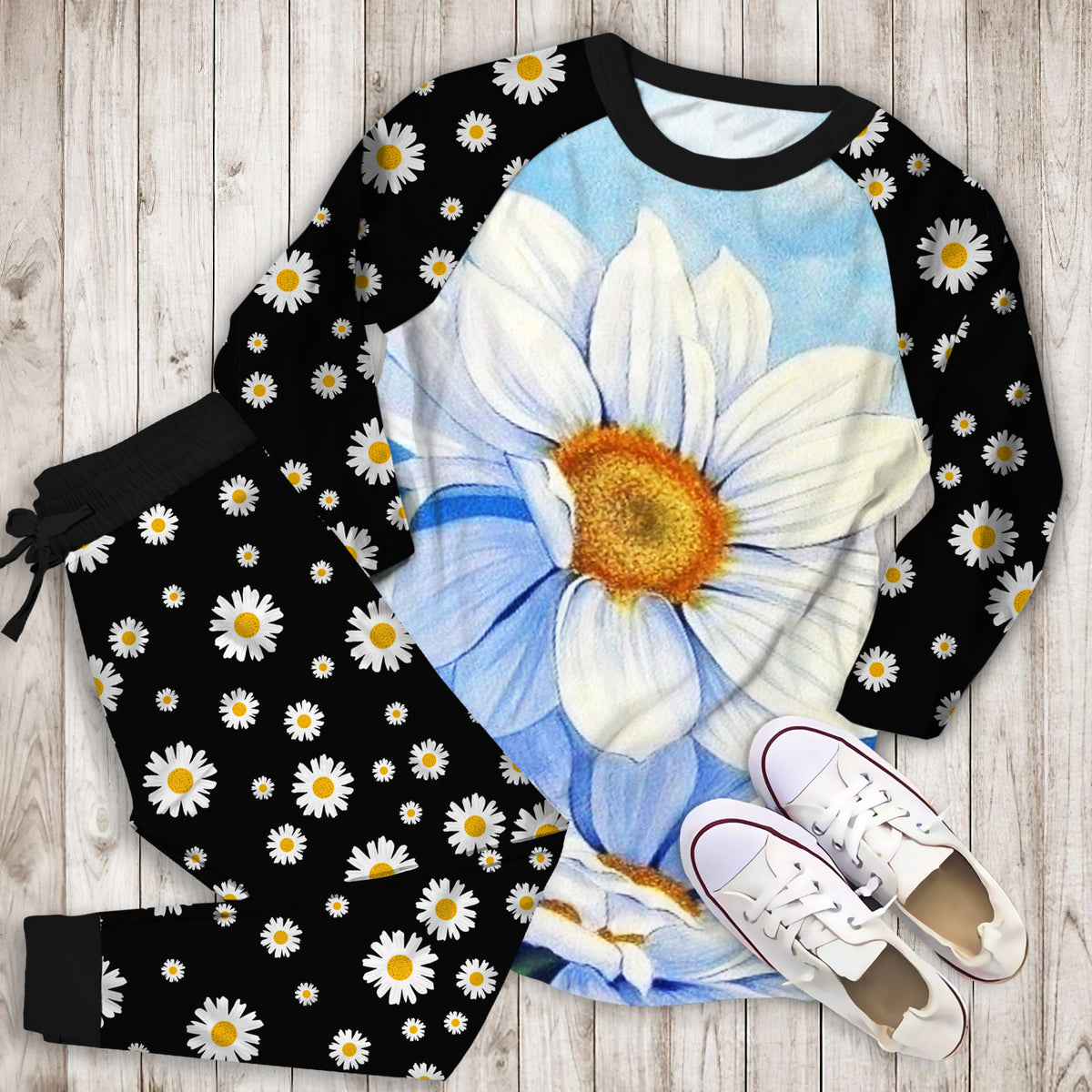 Daisy Pajama Set |Sleepwear Pjs Sets | Raglan Shirt Pants Set