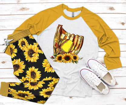 Softball Pajama Set |Sleepwear Pjs Sets | Raglan Shirt Pants Set