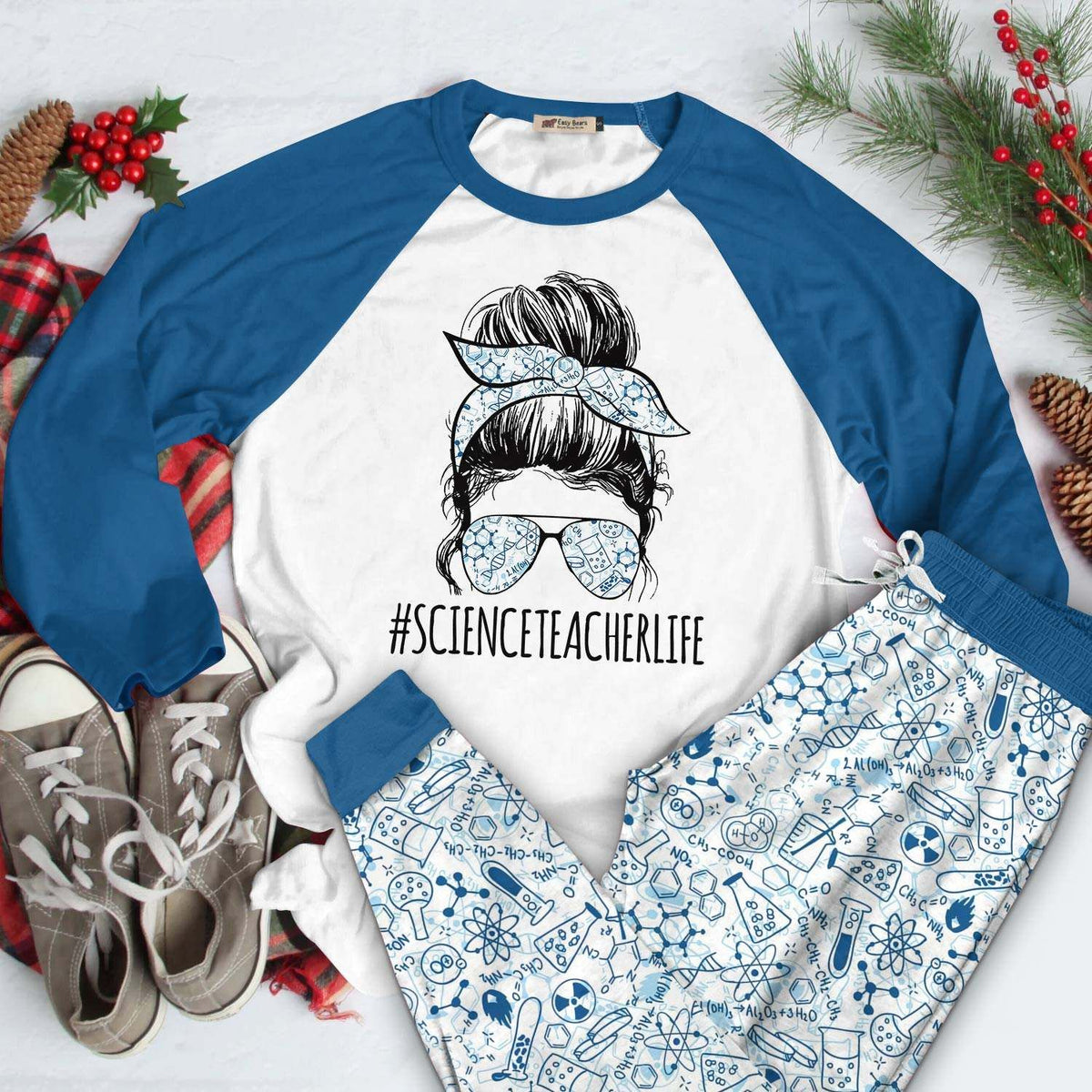 Science Teacher Set Science Teacher Life Pajama Set |Sleepwear Pjs Sets | Raglan Shirt Pants Set