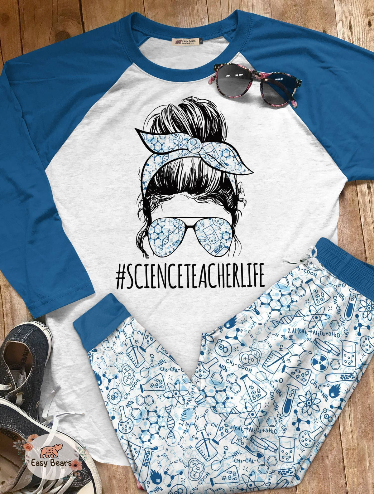 Science Teacher Set Science Teacher Life Pajama Set |Sleepwear Pjs Sets | Raglan Shirt Pants Set