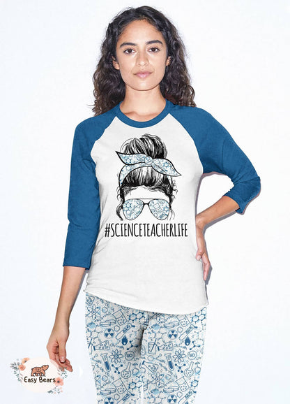 Science Teacher Set Science Teacher Life Pajama Set |Sleepwear Pjs Sets | Raglan Shirt Pants Set
