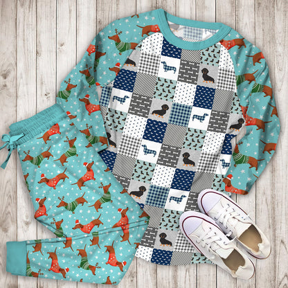 Dachshund Pet Pajama Set | Pajamas | Cotton Sleepwear Sets | Soft Long Sleeve Pjs | Raglan Shirt and Pants Set
