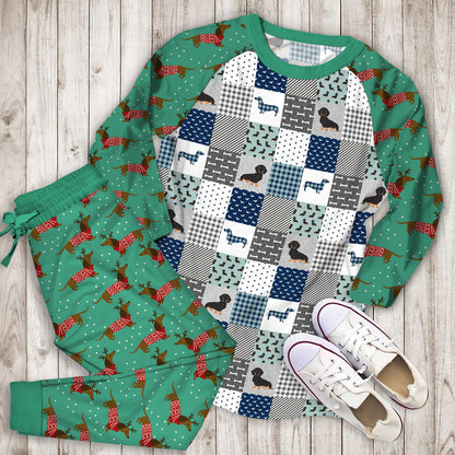 Dachshund Pet Pajama Set | Pajamas | Cotton Sleepwear Sets | Soft Long Sleeve Pjs | Raglan Shirt and Pants Set