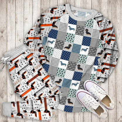 Dachshund Pet Pajama Set | Pajamas | Cotton Sleepwear Sets | Soft Long Sleeve Pjs | Raglan Shirt and Pants Set