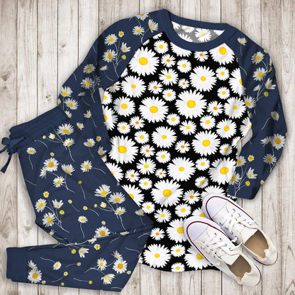 Daisy Pattern Pajama Set |Sleepwear Pjs Sets | Raglan Shirt Pants Set
