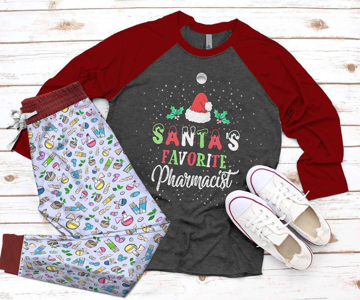 Pharmacist Burgundy Good Quality Pajama Set |Sleepwear Pjs Sets | Raglan Shirt Pants Set