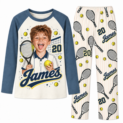 Personalized Face Tennis Lover Pajama Sets With Name And Number