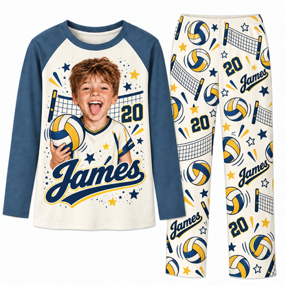 Custom Face Personalized Volleyball Player Matching Family Pajamas